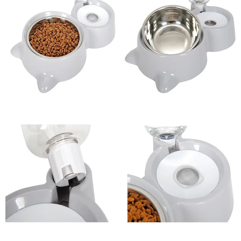 New 2-in-1 Cat Bowl Water Food Dispenser